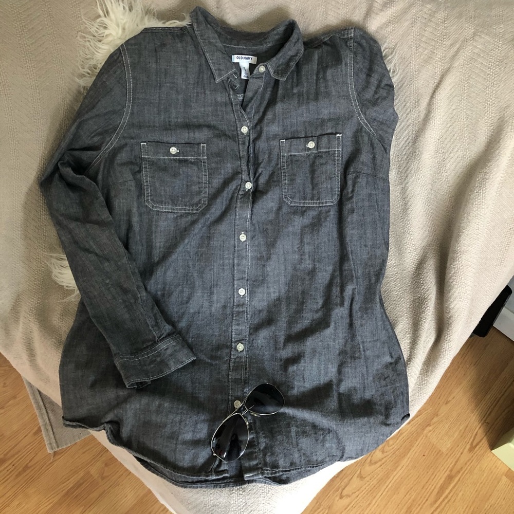 Old Navy Gray Long Sleeve Button Down Shirt